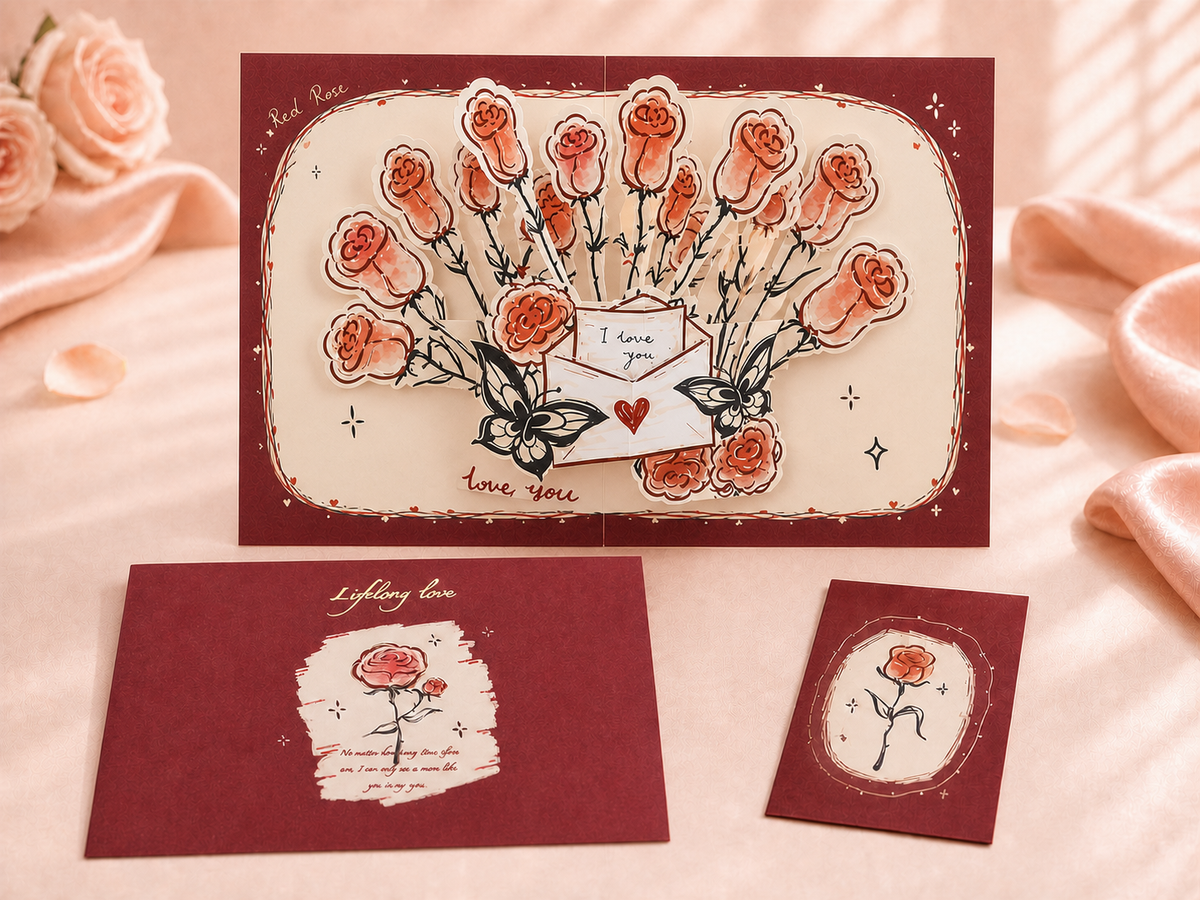 3D Rose Pop-Up Greeting Card