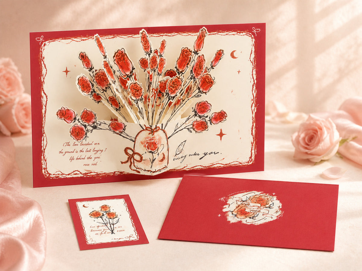 3D Rose Pop-Up Greeting Card