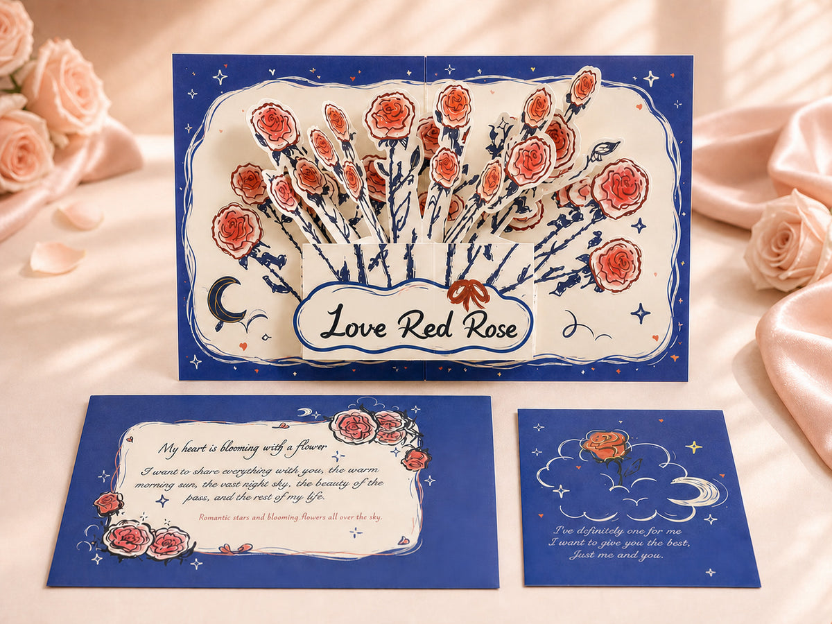 3D Rose Pop-Up Greeting Card
