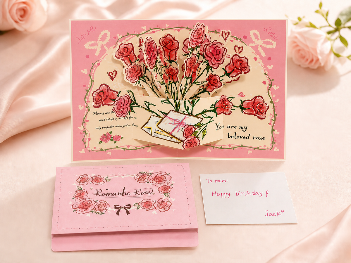 3D Rose Pop-Up Greeting Card